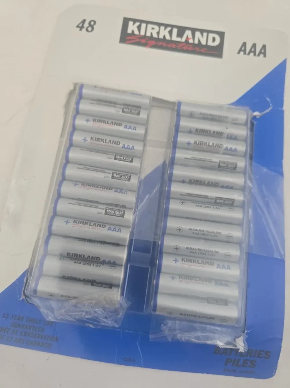 Kirkland Signature AAA Alkaline Batteries, 48-Count OPEN PACK Expire:03/2036